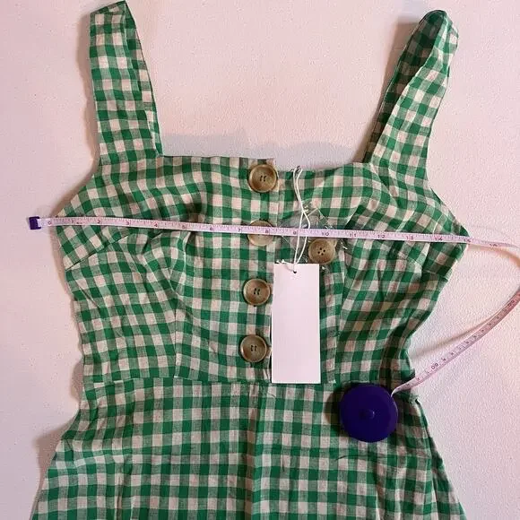 New Lush Dress Women's XS Mini Gingham Linen Blend Sundress Ruffle A-line Summer - Picture 8 of 13